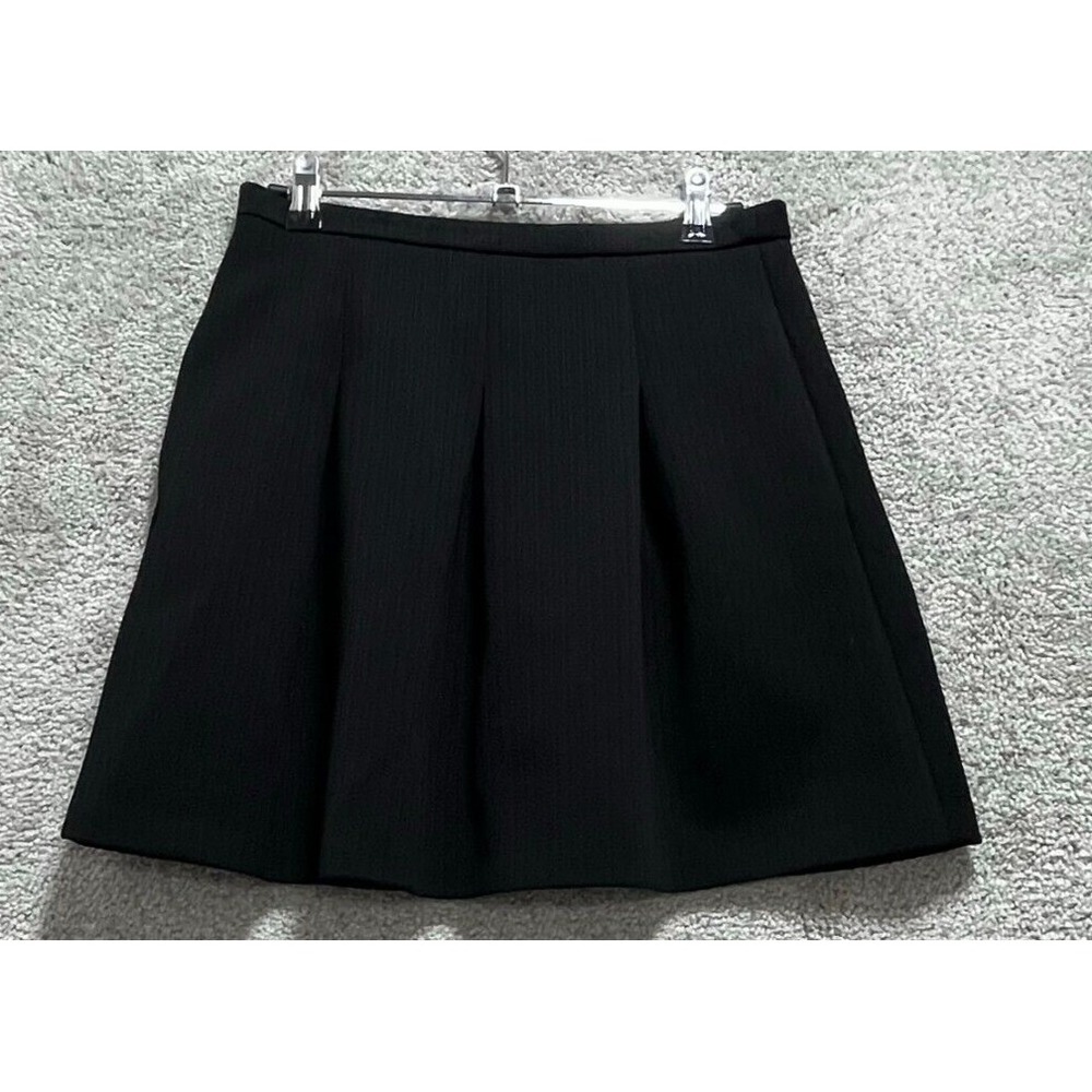 Madewell Skirt Women's 0 Black Zipper Jacquard Pleated Front Mini Polyester